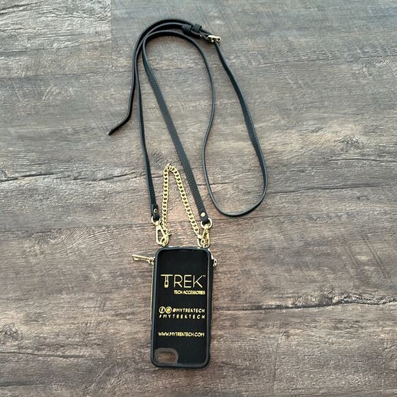 TREK All-In-One Black Vegan Leather Crossbody Phone Case/Wallet iPhone 6/7/8 - Picture 2 of 8